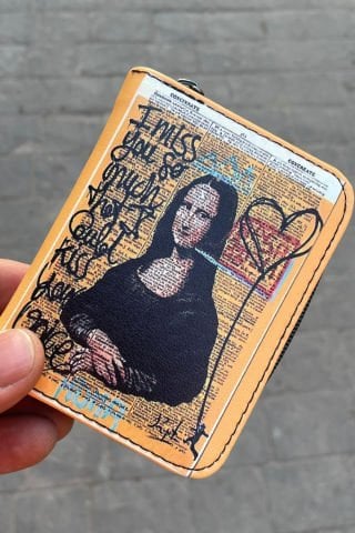 Sarı Streetstyle Art Mona Lisa Kısa Cüzdan