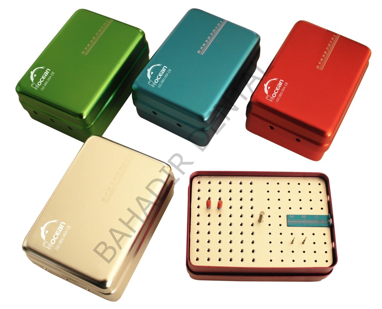 Endobox -  Renkli Dikdörtgen, Frez/Endo İçin, 120 delikli