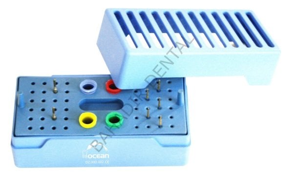 Endobox - Poly Carbon Mavi  (Frez, Eğe için, 48 delikli, 4 Hazneli)