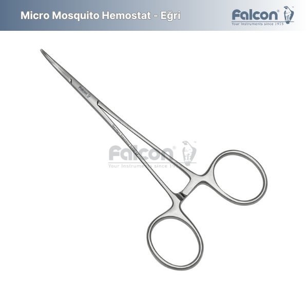 Micro Mosquito Hemostat - Eğri, 125mm