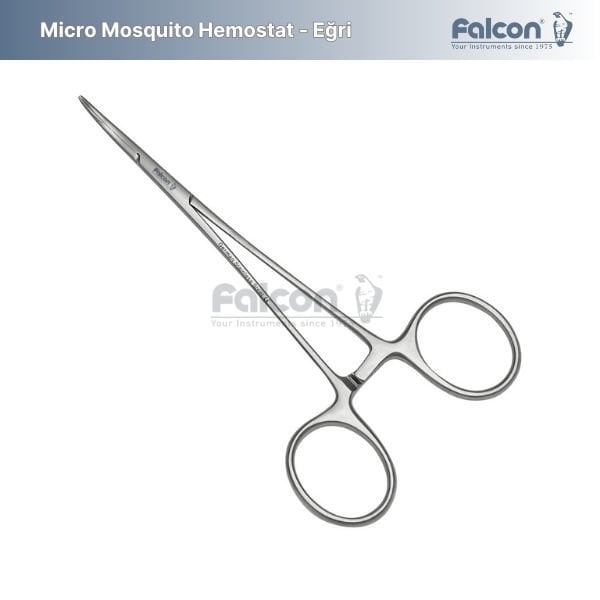 Micro Mosquito Hemostat - Eğri, 125mm