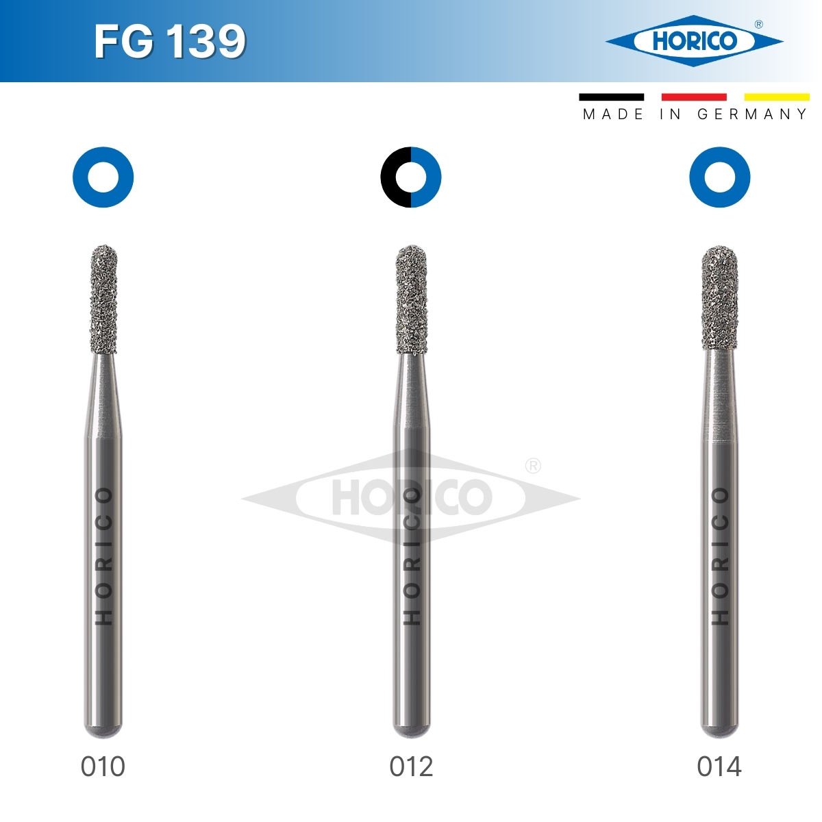 Silindir, Yuvarlak Uç Elmas Frez - Horico FG 139