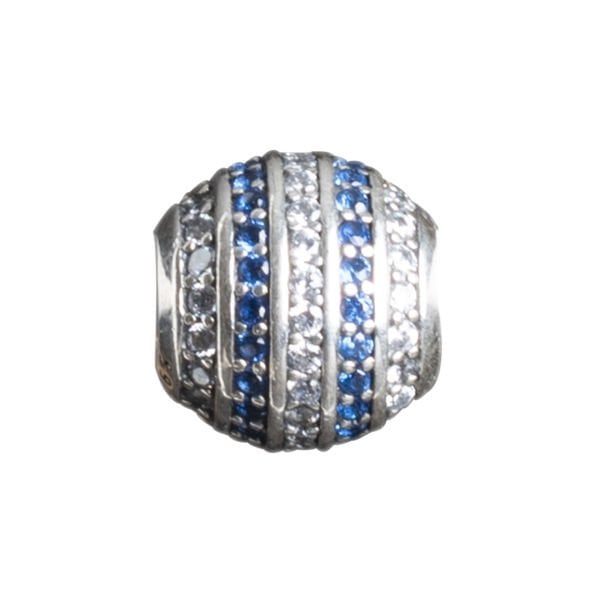 Nur Silver Mavi ve Beyaz Taşlı Yuvarlak Gümüş Charm NUR-BL00139