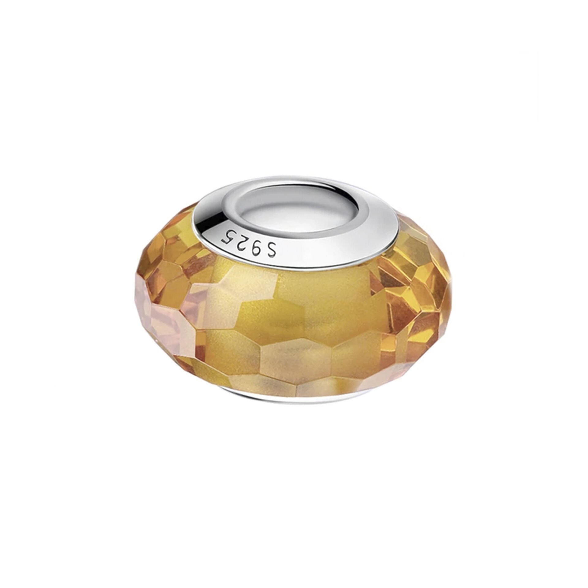 Nur Silver Sarı Murano Gümüş Charm NUR-BL00216