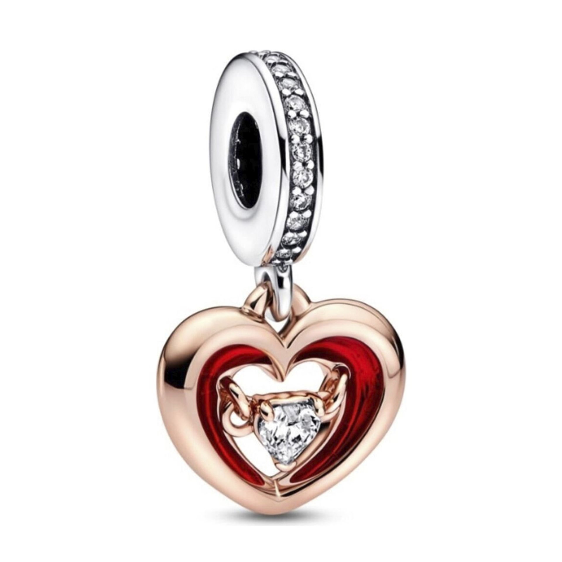 Nur Silver Gümüş Kalp Sallantılı Gümüş Charm - NUR-CM00358