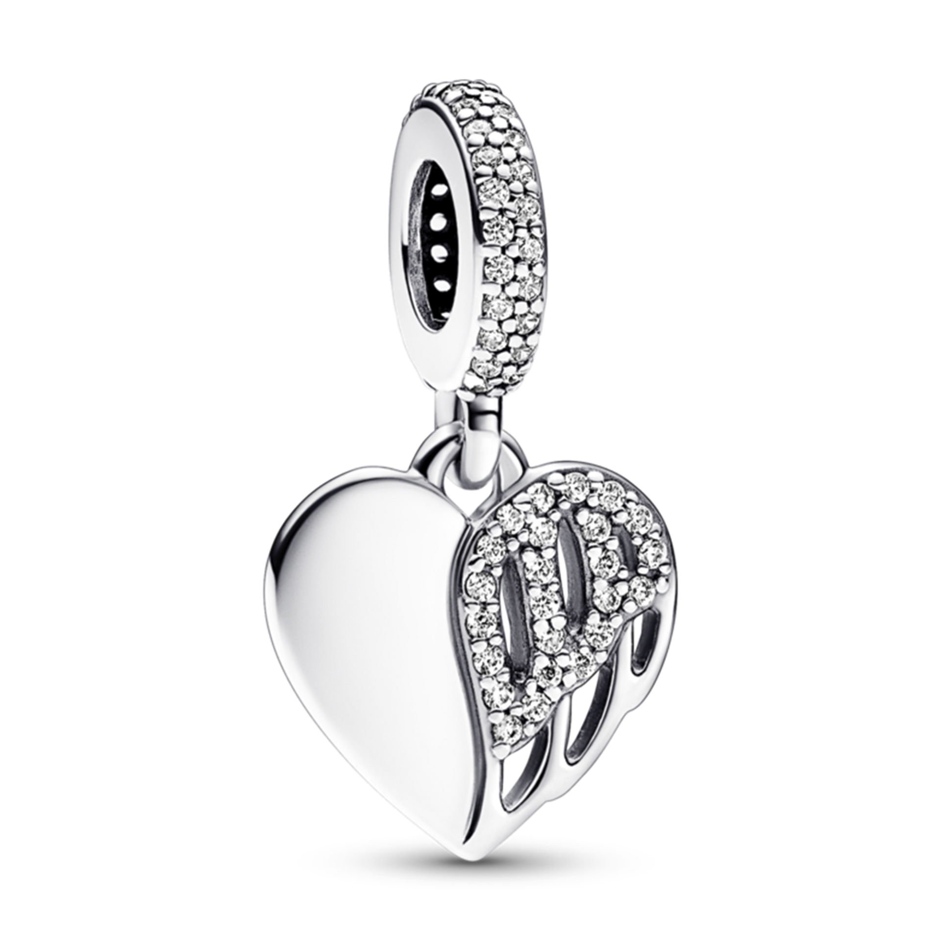 Nur Silver Heart & Angel Dangle Gümüş Cham - NUR-CM00361