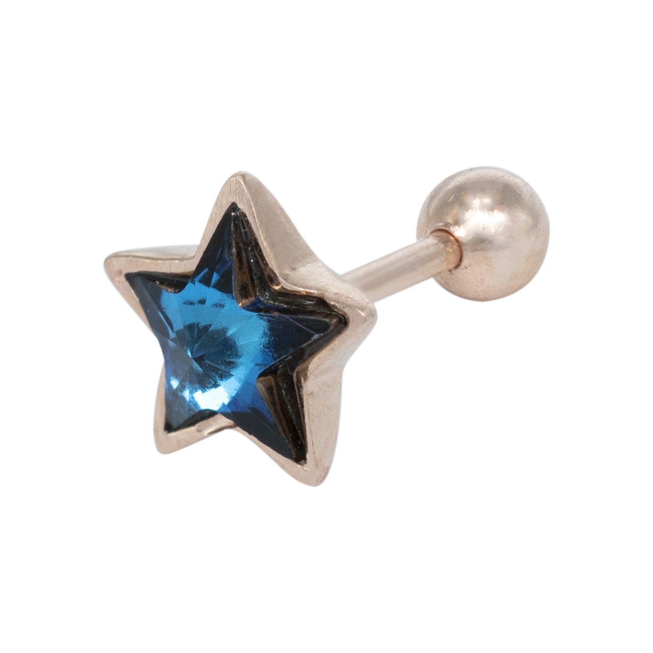 Nur Silver Mavi Yıldız Tragus Gümüş Küpe NUR-KP02003
