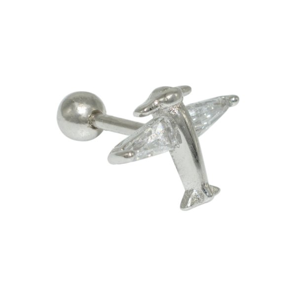 Nur Silver Uçak Tragus Gümüş Küpe NUR-KP02016