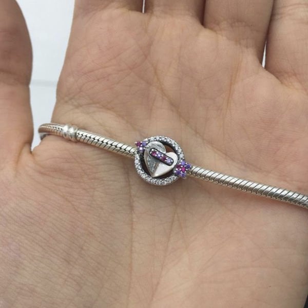 Nur Silver Parlayan Ok ve Kalp Gümüş Charm - NUR-CM00400
