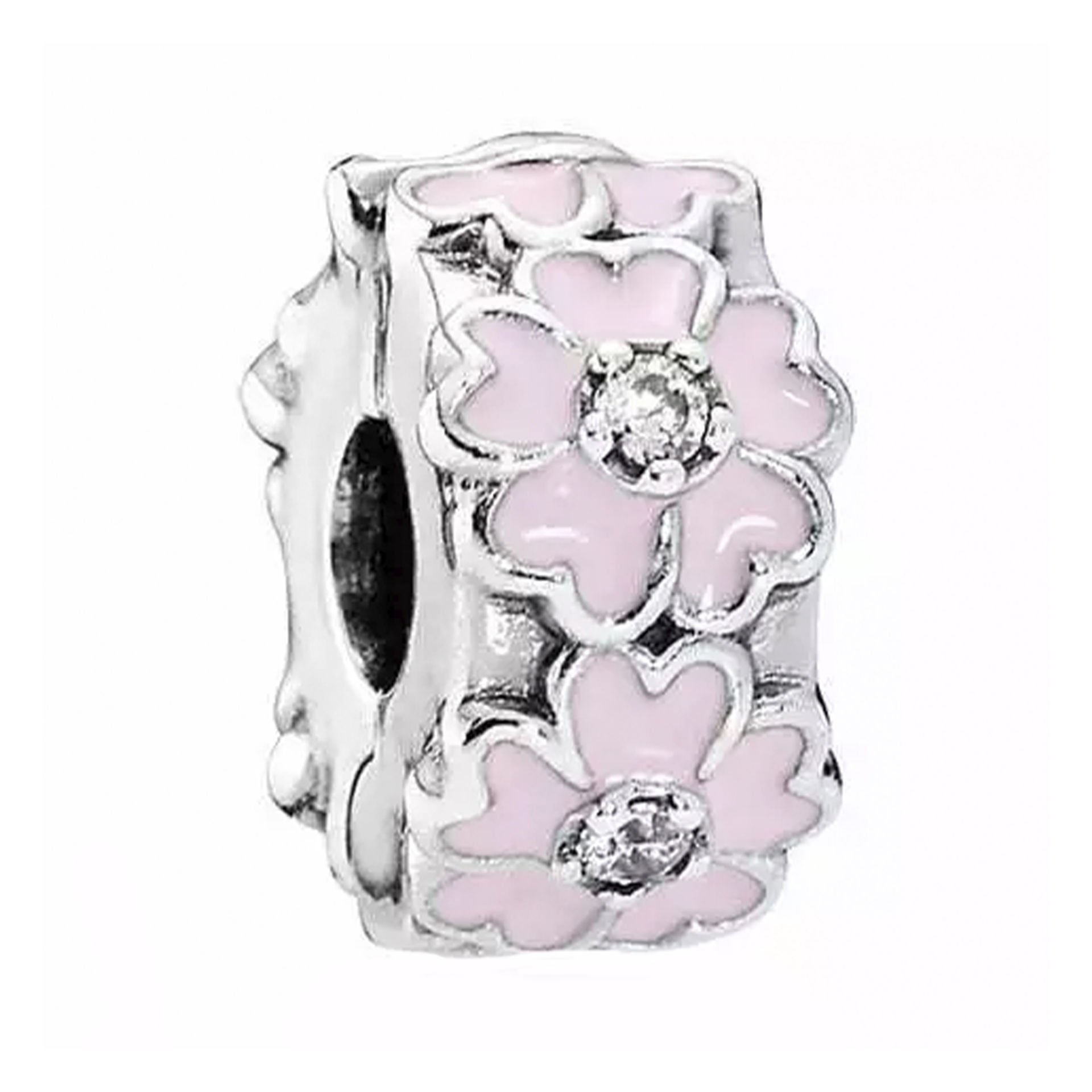 Nur Silver Pembe Çuha Çiçeği Klipsli Gümüş Charm - NUR-CM00401