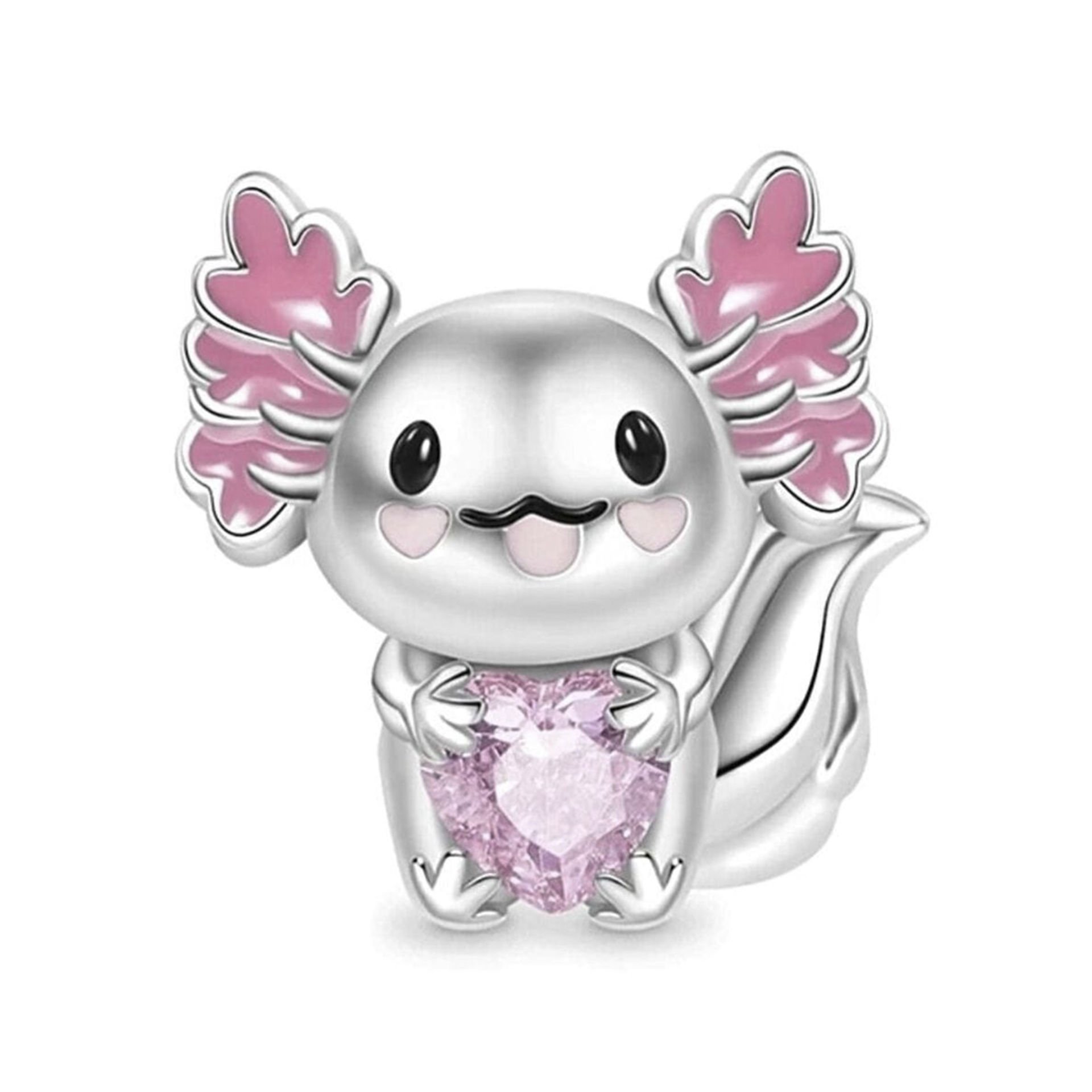 Nur Silver Pembe Kalp Kedi Gümüş Charm - NUR-CM00402