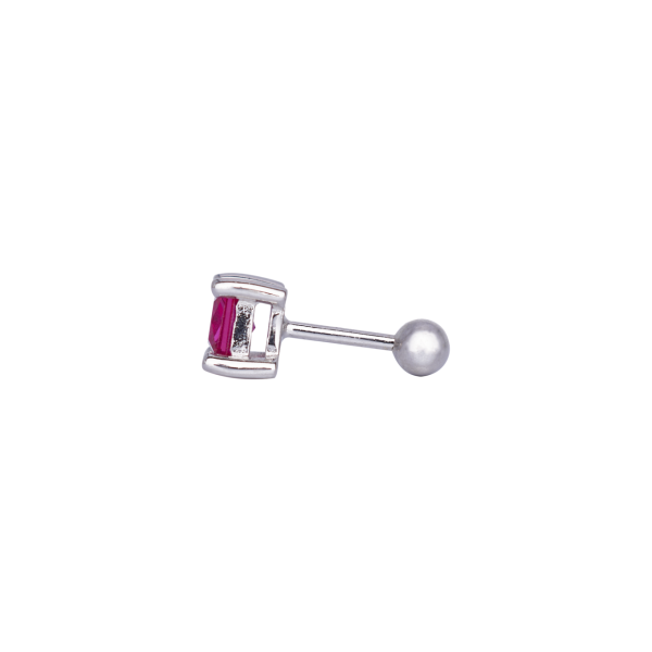 Nur Silver Pembe Tektaş Tragus Gümüş Küpe NUR-KP00027