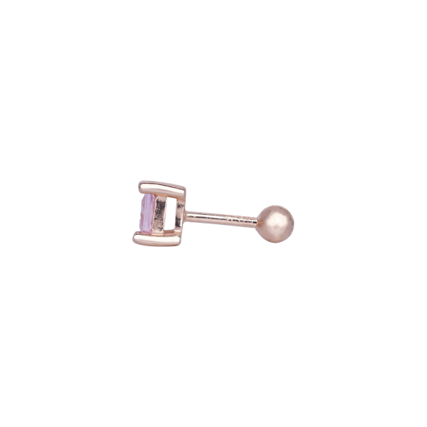 Nur Silver Pudra Taşlı Tektaş Gümüş Tragus Küpe NUR-KP00031