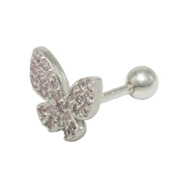 Nur Silver Kelebek Tragus Gümüş Küpe NUR-KP02029