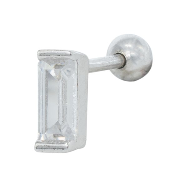 Nur Silver Baget Taşlı Tragus Gümüş Küpe NUR-KP02045