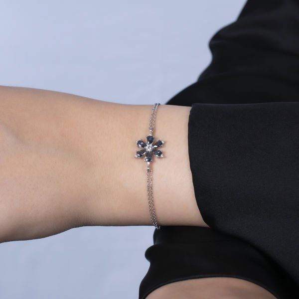 Nur Silver Lotus Çiçeği Gümüş Bileklik - NUR-BK03150