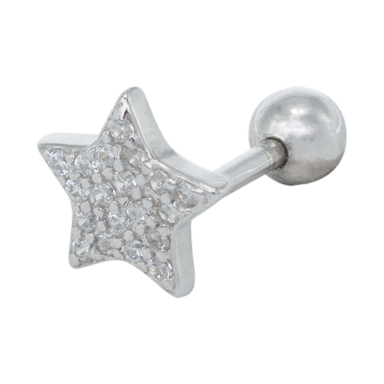 Nur Silver Yıldız Tragus Gümüş Küpe NUR-KP02047