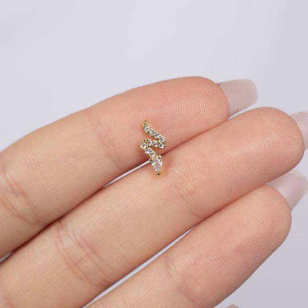 Nur Silver Yılan Figürlü Çelik Tragus Küpe - NUR-KE03262