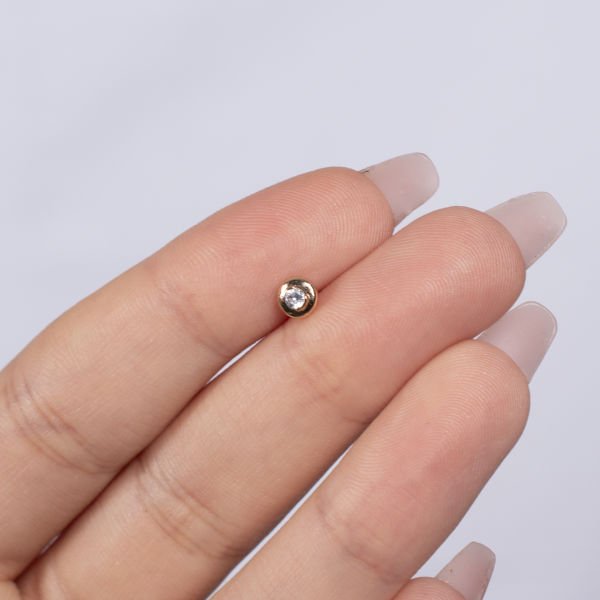 Nur Silver Yuvarlak Taşlı Çelik Tragus Küpe - NUR-KE03272