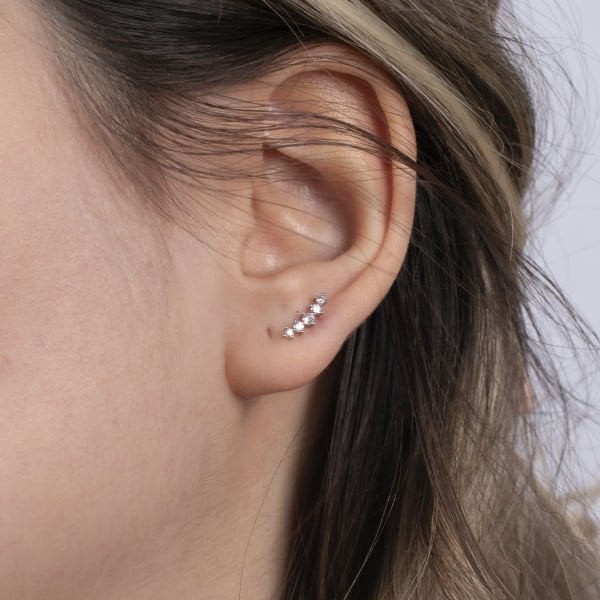 Nur Silver Taşlı Çelik Tragus Küpe - NUR-KE03317