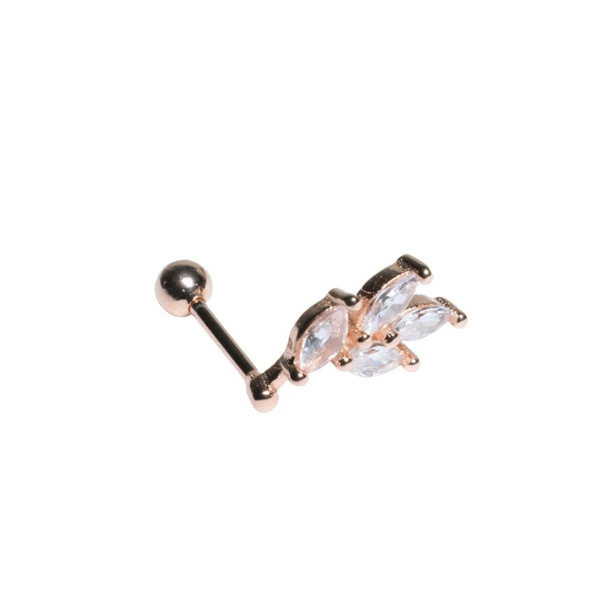 Nur Silver Rose Zirkon Taşlı Gümüş Tragus Küpe NUR-KP00254