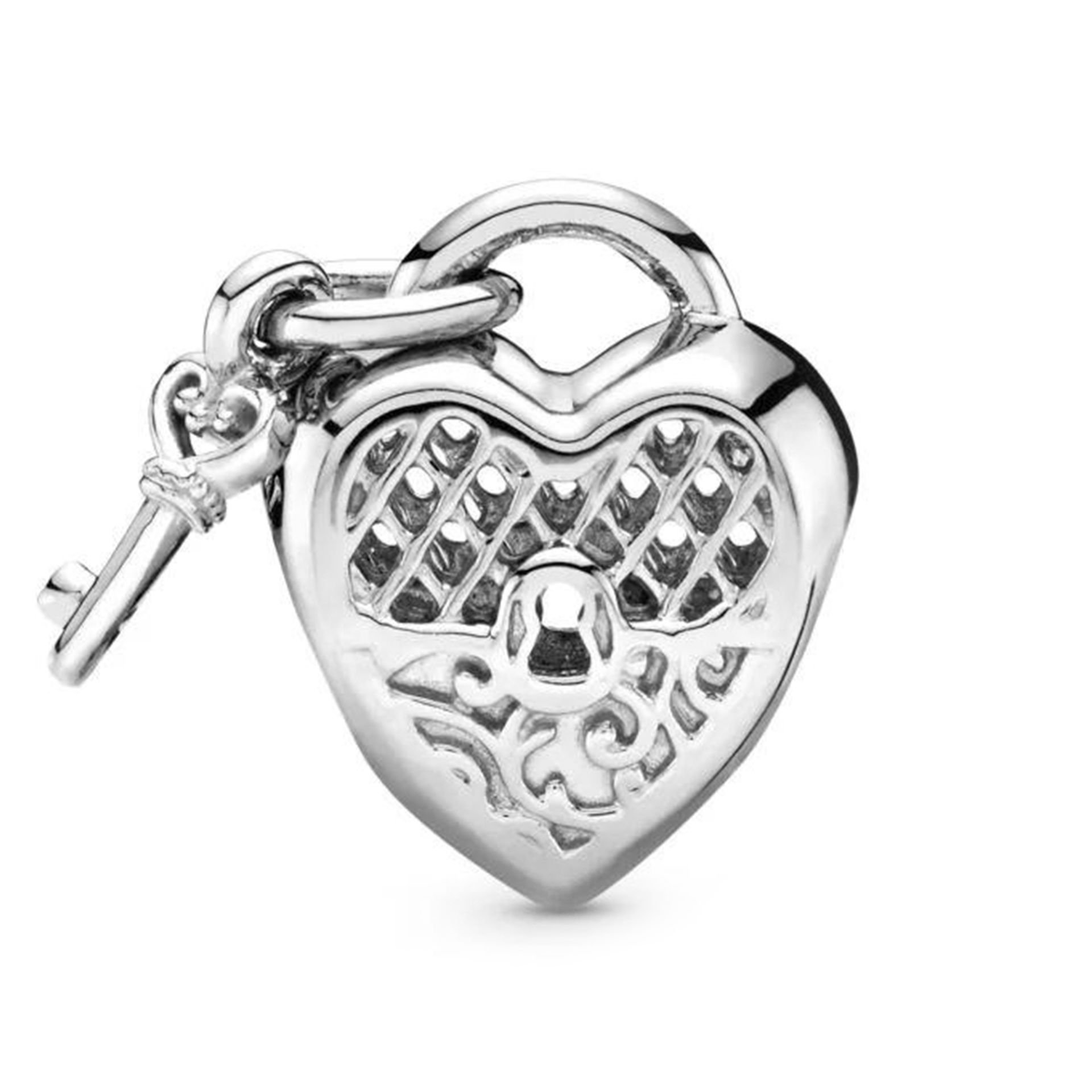 Nur Silver Love You Heart Padlock Gümüş Charm NUR-BL00302
