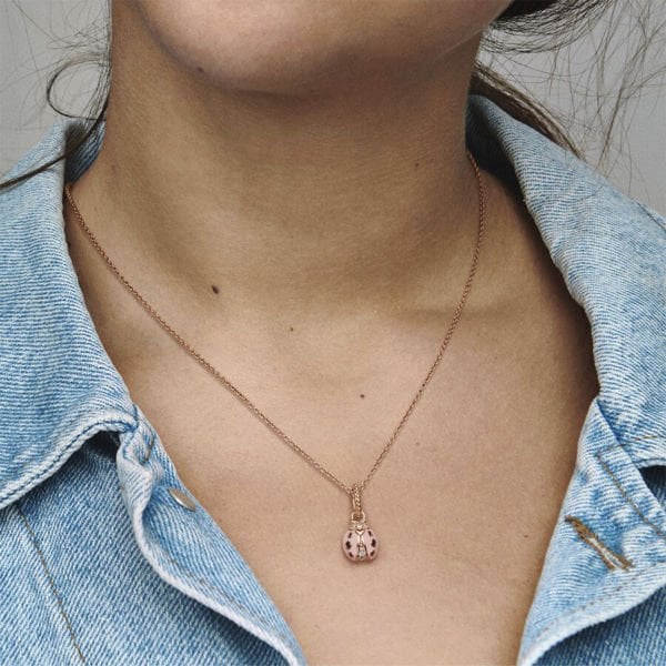 Nur Silver Rose Uğur Böceği Gümüş Charm NUR-BL10039
