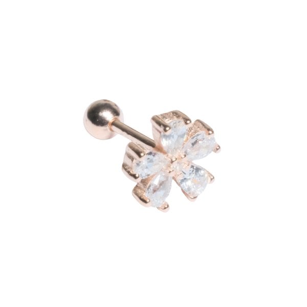 Nur Silver Çiçek Tragus Gümüş Küpe NUR-KP00260