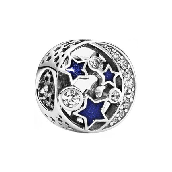Nur Silver Işıltılı Ay Yıldız Gümüş Charm NUR-BL00041