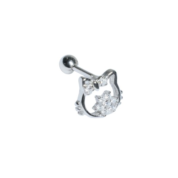 Nur Silver Hello Kitty Tragus Gümüş Küpe NUR-KP00265