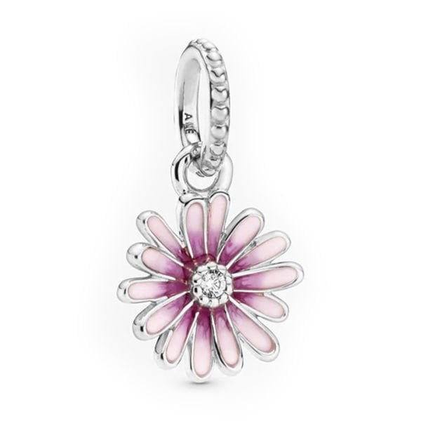 Nur Silver Pembe Detay Papatya Gümüş Charm NUR-BL00346