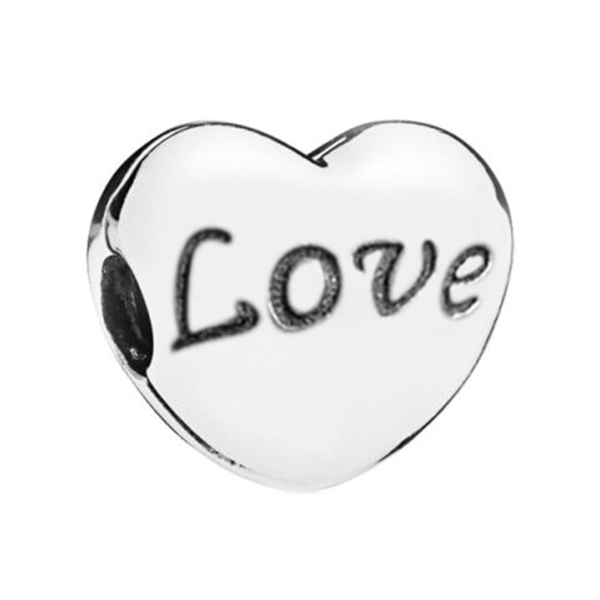 Nur Silver Love Yazılı Kalp Gümüş Charm NUR-BL09089