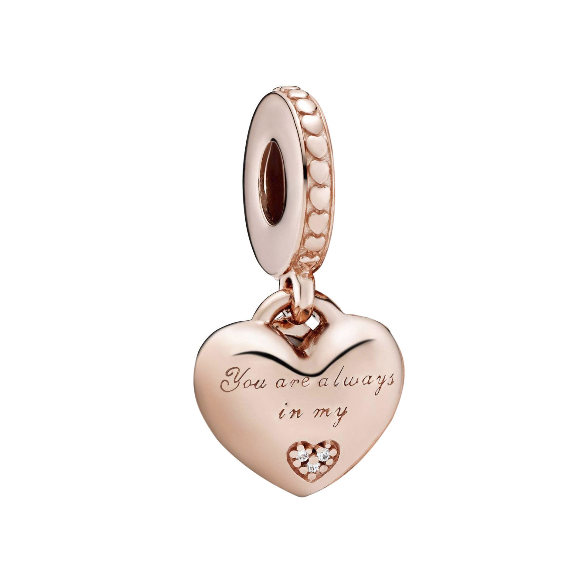 Nur Silver Sallantılı Rose Kalp Gümüş Charm NUR-BL00159