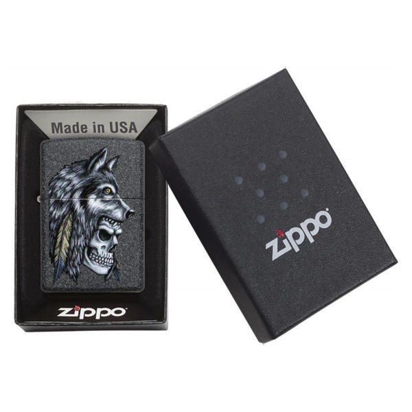 Zippo 211 Wolf Skull Feather Design Çakmak - 29863-069953