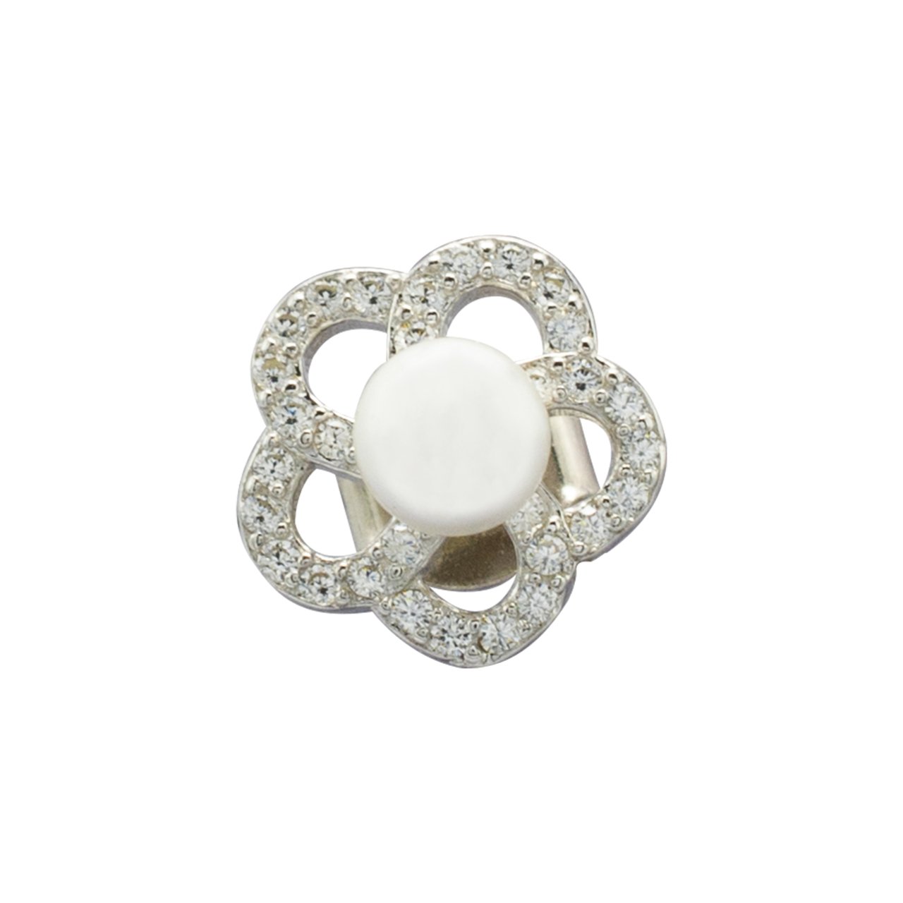 Nur Silver Beyaz Taşlı Gümüş Çiçek Gümüş Küpe NUR-KP00323