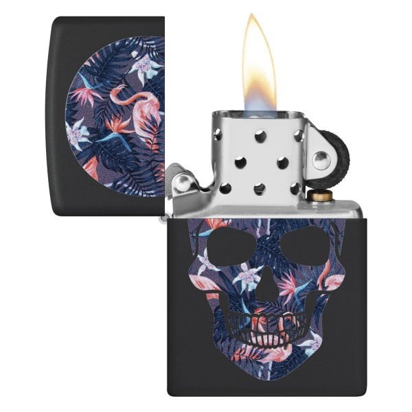 Zippo 218 Flamingo Skull Design Çakmak 49771-093909