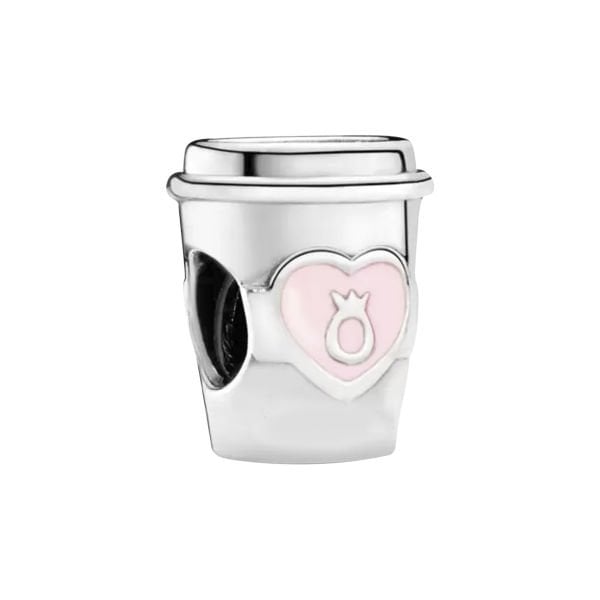 Nur Silver Cup With Pink Heart Gümüş Charm NUR-BL10016