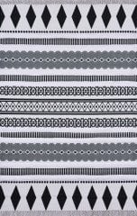 Rustik 4007 Siyah Beyaz İskandinav Etnik Kilim