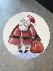 Mira Yılbaşı Temalı Noel Baba ve Çantası Desenli Kreatif Modern Dokuma Taban Yuvarlak Dekoratif Halı Mira 2251