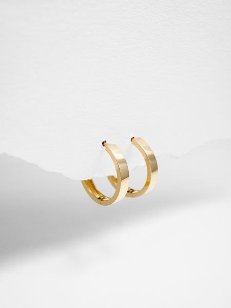 14 Ayar 3mm Düz Halka Küpe - Çap: 1.4 cm