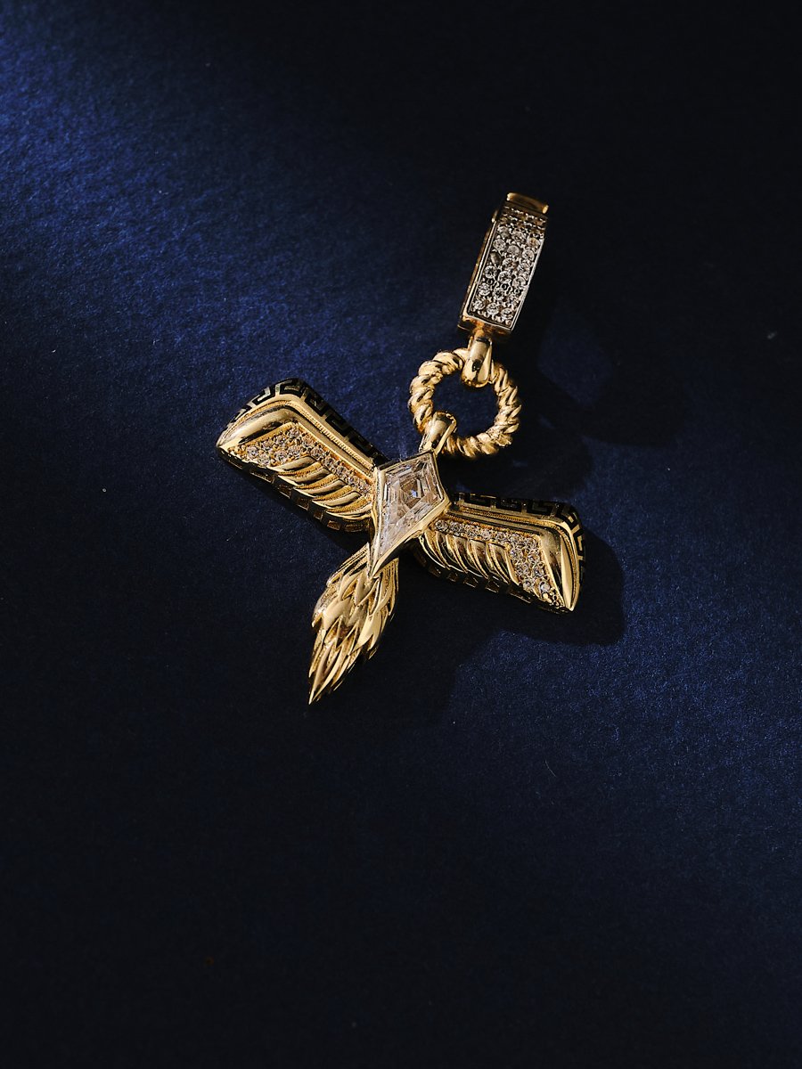 14 Ayar Taşlı Anka Kuşu Kolye Ucu Charm