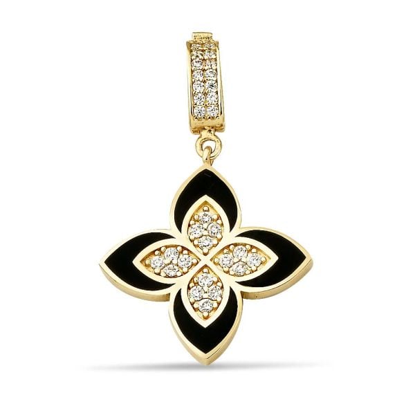 Siyah Makyajlı Markiz Charm Altın Kolye Ucu