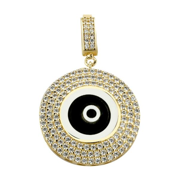 Renkli Makyajlı Yuvarlak Charm Altın Kolye Ucu