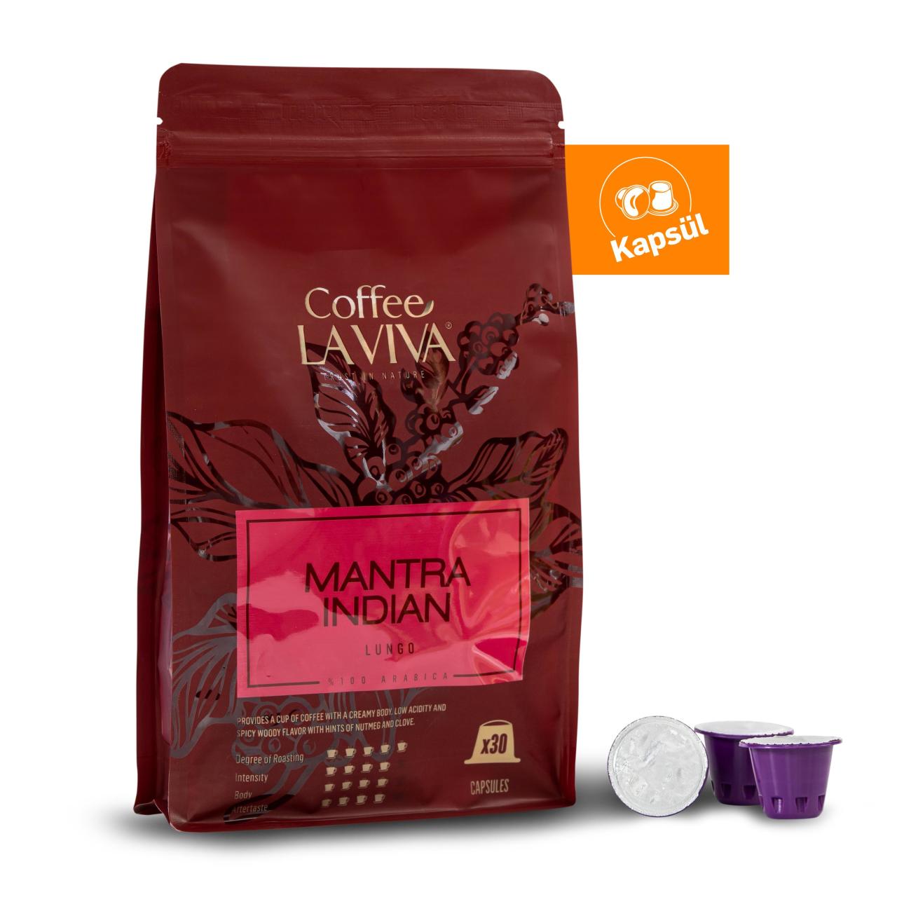 Coffee La Viva Mantra Indian Kapsül Kahve Nespresso Uyumlu 30x5,3 gr (6x30 1 Koli)