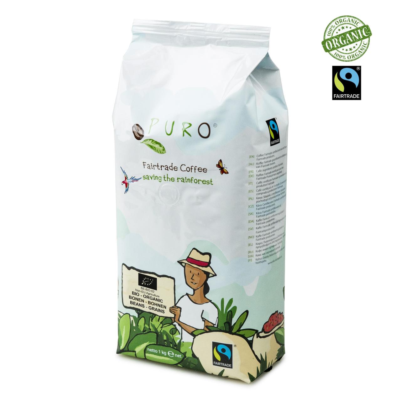 Puro Fairtrade Beans Bio Organik Çekirdek Kahve (9 X 1Kg) 9Kg