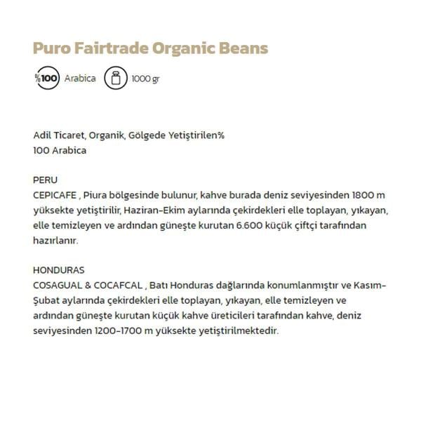 Puro Fairtrade Beans Bio Organik Çekirdek Kahve (9 X 1Kg) 9Kg