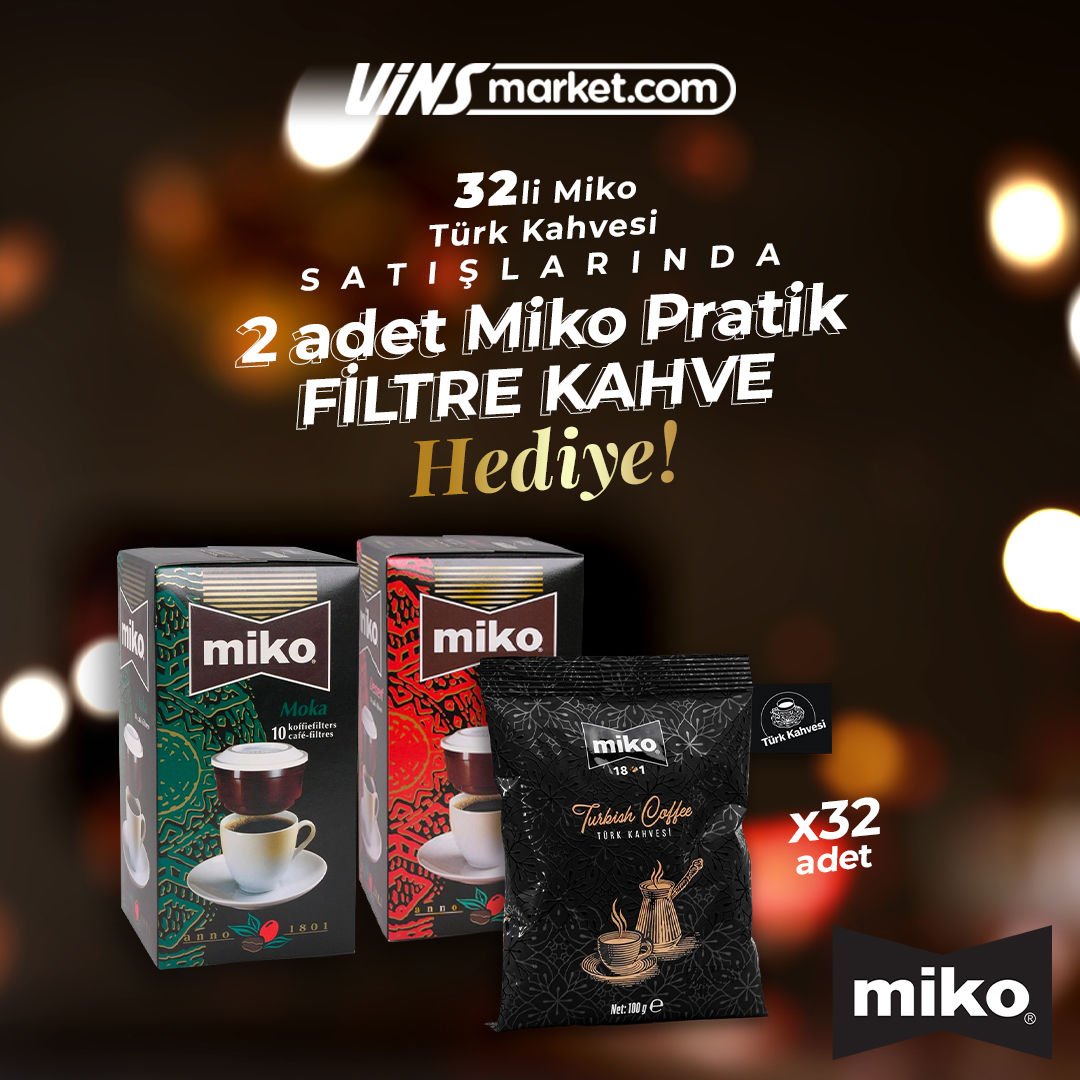 Miko Öğütülmüş Türk Kahvesi 32x100 Gr - 2 Adet Pratik Filtre Kahve