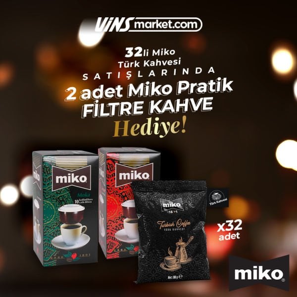 Miko Öğütülmüş Türk Kahvesi 32x100 Gr - 2 Adet Pratik Filtre Kahve