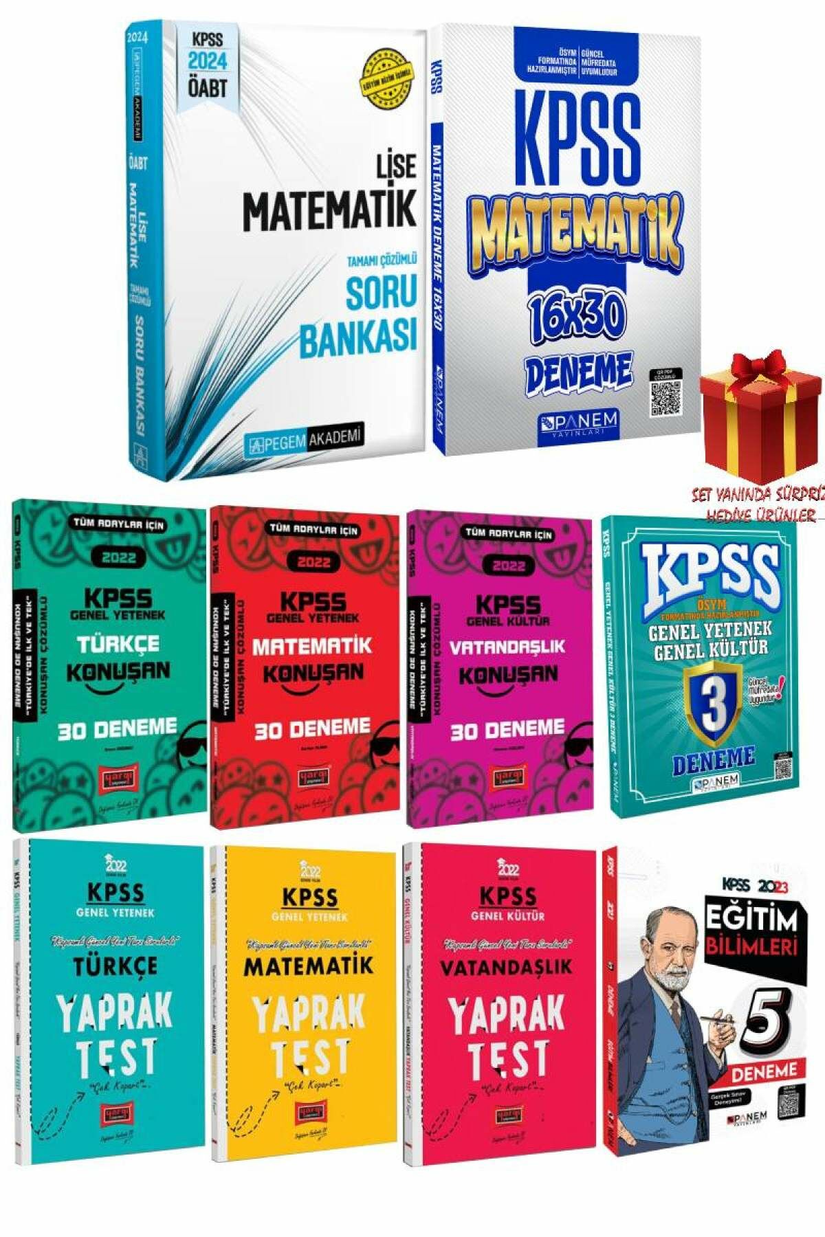 2024 Pegem ÖABT Lise Matematik Soru Bankası+Mat Deneme+Yargı Denemeler+Yapraklar+Eğitim 5D+Hediye