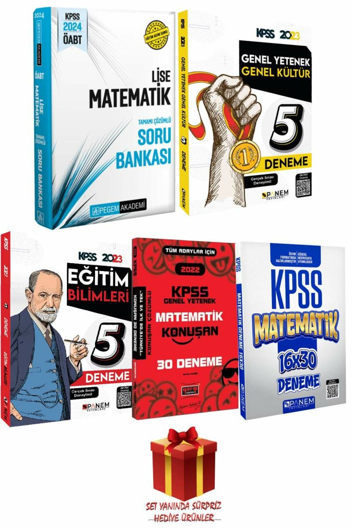 2024 Pegem ÖABT Lise Matematik Soru Bankası+Panem GYGK 5D+Eğitim 5D+Mat 30D+Mat Deneme+Hediye